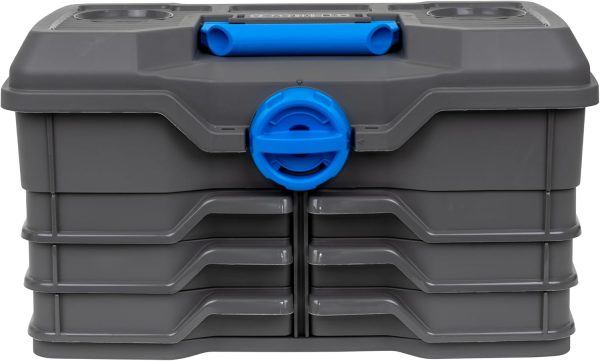 Flambeau Outdoors Next Gen 6/0 Large Fishing Tackle Box - 6 Pivot Trays, 32 Compartments, Includes 25-piece Tackle Kit, Fishing Tackle and Gear Storage, Fishing Lure Organizer, Dark Gray - Image 9