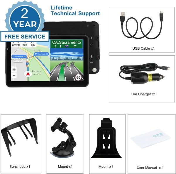 GPS Navigation for Car Truck Navigator Latest Maps 7 Inch Touch Screen Vehicle GPS Commercial Trucker Navigation Voice Speeding Warning Free Lifetime Update of World Maps - Image 7