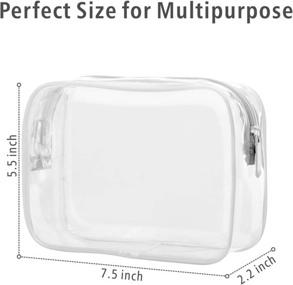 Clear Toiletry Bag, 3 Pack TSA Approved Toiletry Bag Quart Size Bag, Travel Makeup Cosmetic Bag for Women Men, Carry on Airport Airline Compliant Bag, White (for age 12 or above) - Image 3