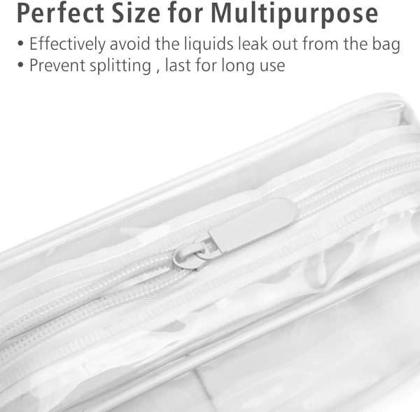 Clear Toiletry Bag, 3 Pack TSA Approved Toiletry Bag Quart Size Bag, Travel Makeup Cosmetic Bag for Women Men, Carry on Airport Airline Compliant Bag, White (for age 12 or above) - Image 5