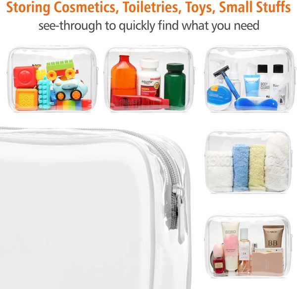Clear Toiletry Bag, 3 Pack TSA Approved Toiletry Bag Quart Size Bag, Travel Makeup Cosmetic Bag for Women Men, Carry on Airport Airline Compliant Bag, White (for age 12 or above) - Image 6
